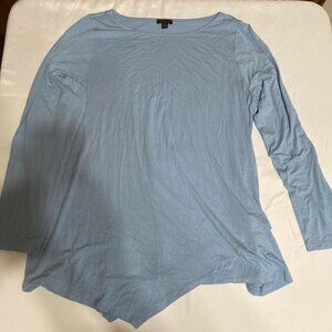 J. Jill Wearever Collection Long Sleeve L Rayon Blue Shirt